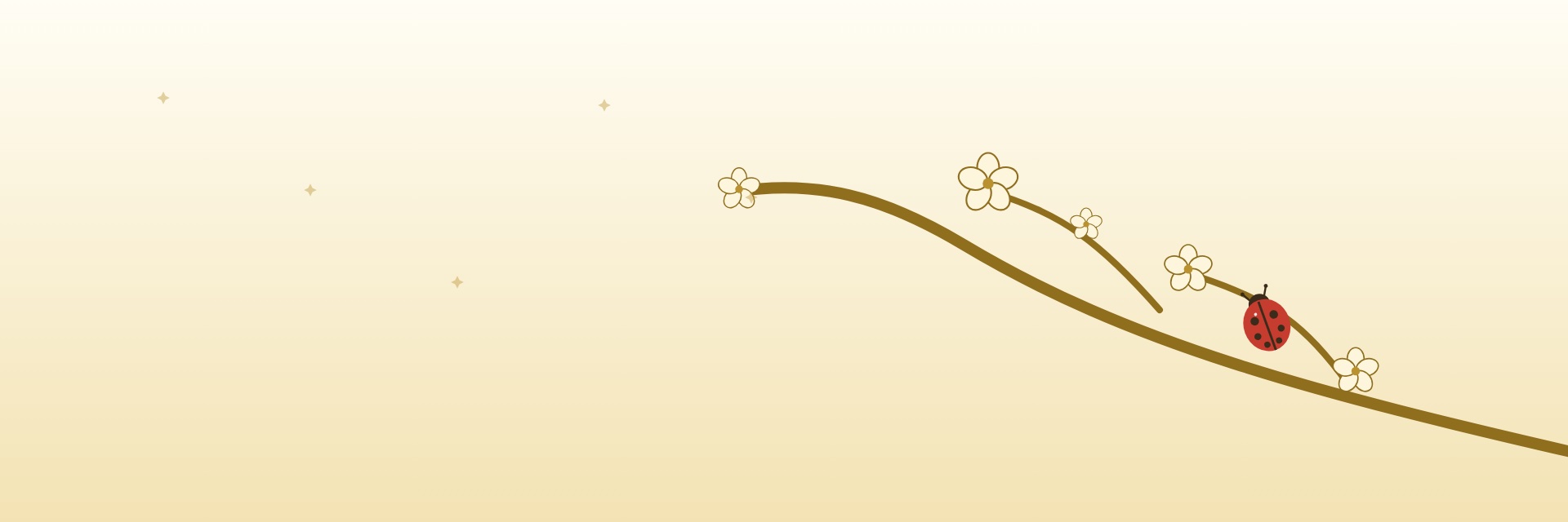 梅の枝にとまるてんとう虫の和風イラスト